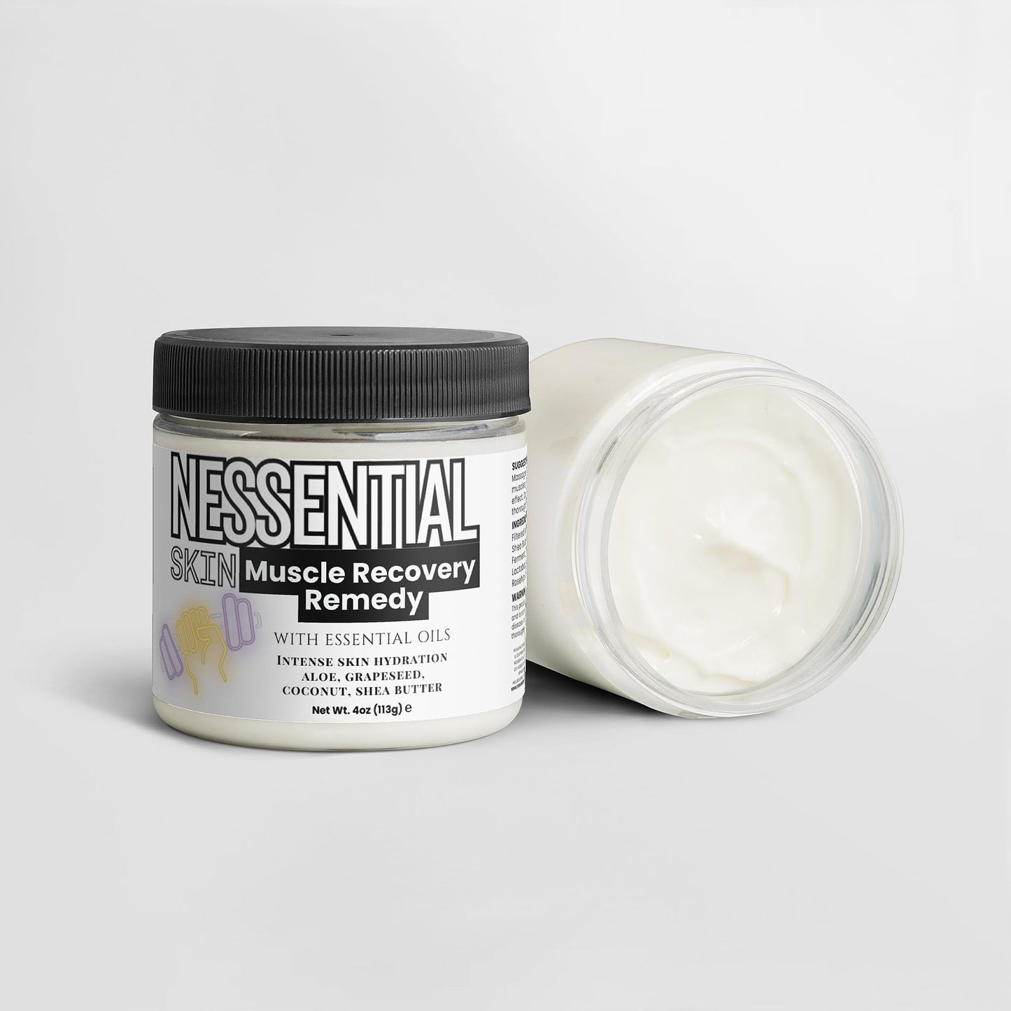 Nessential Skin Muscle Recovery Remedy with Essential Oils, Intense Hydration Cream, Natural Ingredients, Aloe, Grapeseed, Coconut, Shea Butter, 4 oz Nessential SkinBuy Supplements Australia