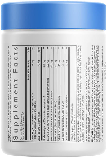 Codeage Acid Defense+ Supplement - Marshmallow Root, DGL Licorice, Aloe Vera, Probiotics, Alginic Acid, Zinc-L-Carnosine, Mastic Gum, Okra Fruit - Digestion Support - Non-GMO - 90 Capsules CodeageBuy Supplements Australia