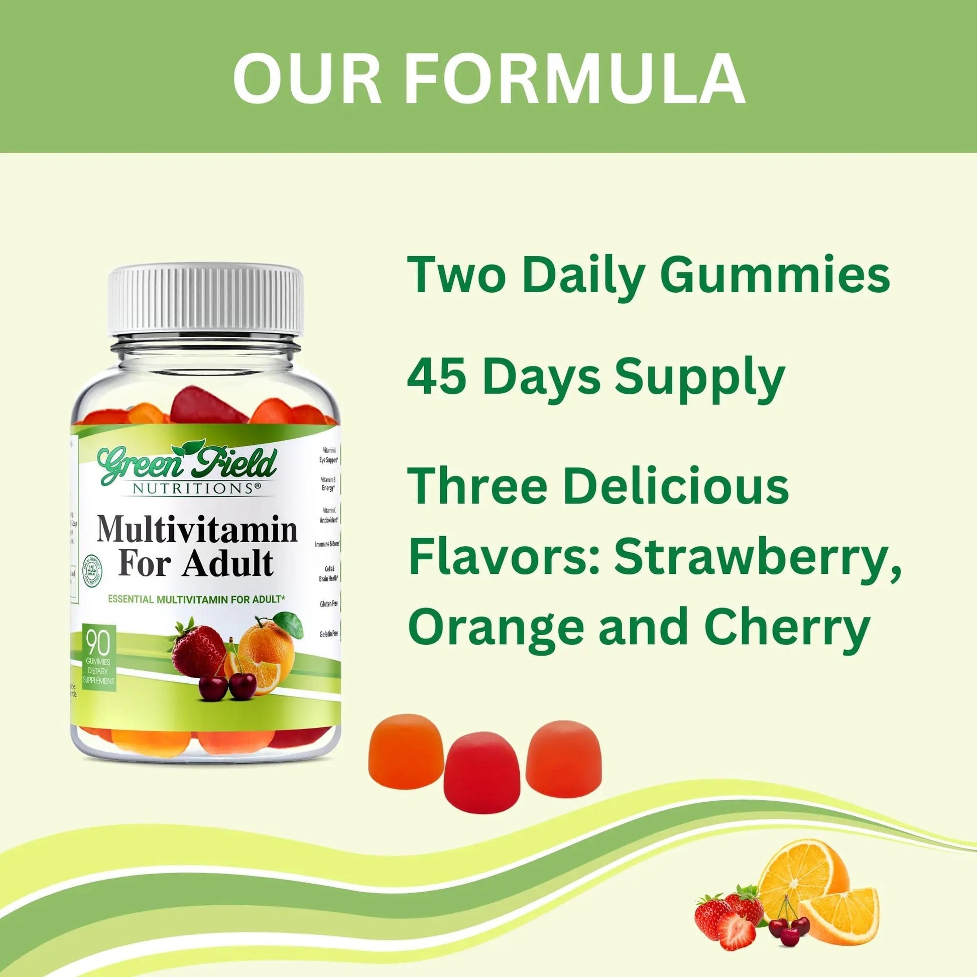 Greenfield Nutritions Halal Multivitamins for Adults | 90 Halal Vitamins for Women & Men | All Essential Gelatin Free Halal Gummy Vitamin, Mineral GREEN FIELD NUTRITIONS