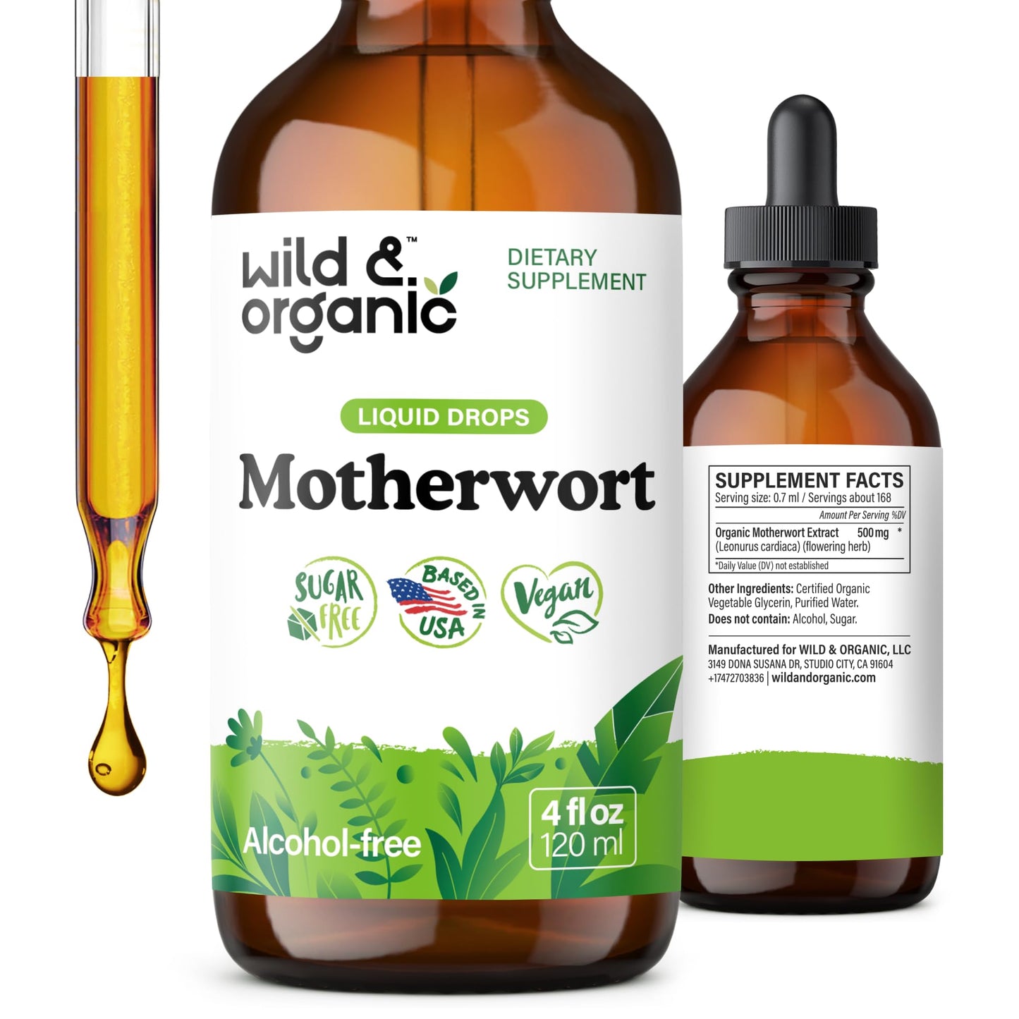 Wild & Organic Motherwort Tincture - Good Mood, Calmness, Overall Support - Supplements for Women with Motherwort Herb - Vegan, Sugar & Alcohol-Free Extract Drops - 4 fl oz Wild & OrganicBuy Supplements Australia
