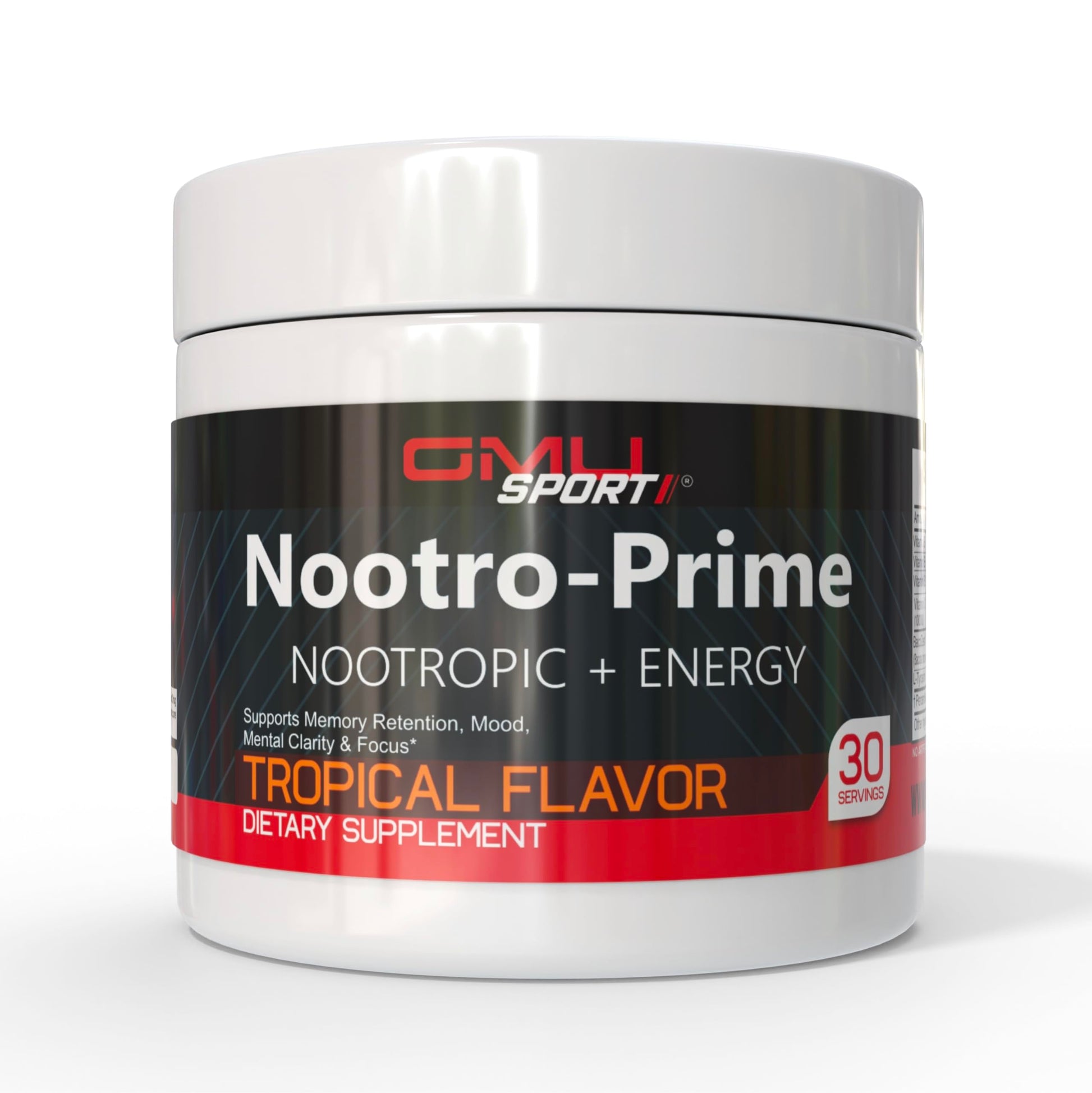 GMU SPORT Nootro-Prime Brain Boost - Focus Brain Supplement - Mushroom Supplement Powder with Alpha GPC, Nootropic Brain Supplements for Memory and Focus with Lions Mane, 30 Servings, Tropical Flavor GMU SPORTBuy Supplements Australia
