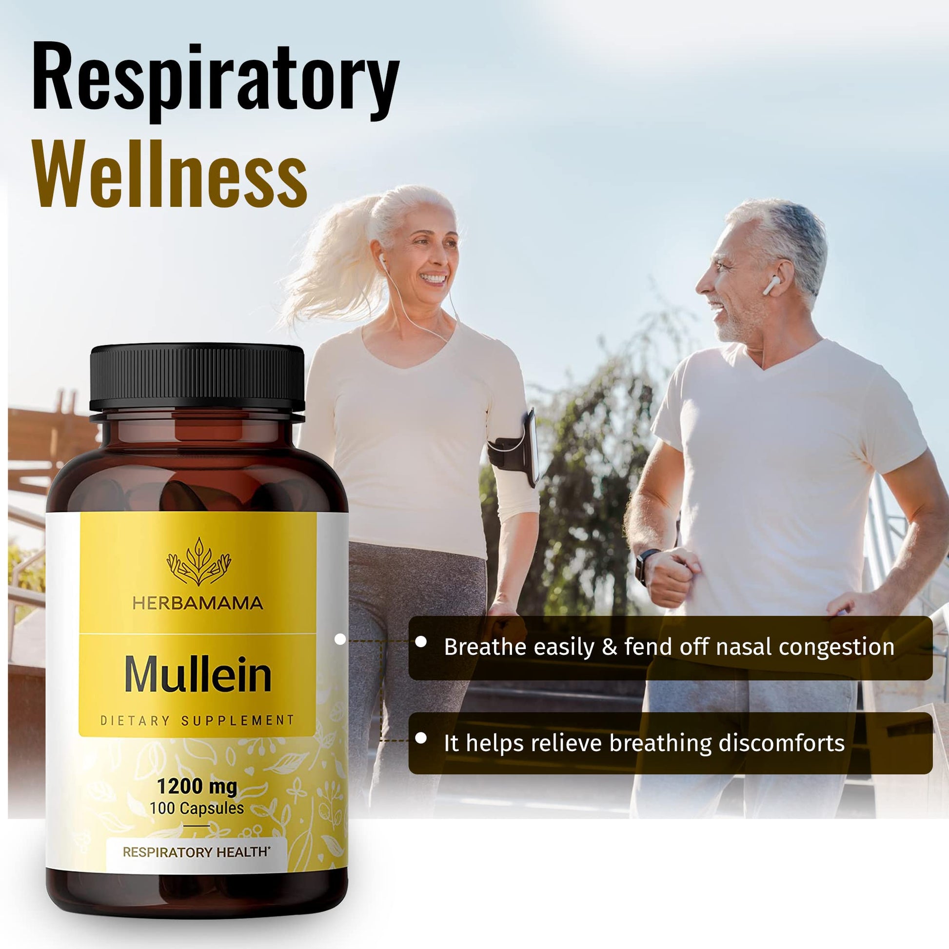 HERBAMAMA Mullein Leaf Capsules Respiratory Health - Organic Mullein Leaf Extract HERBAMAMABuy Supplements Australia