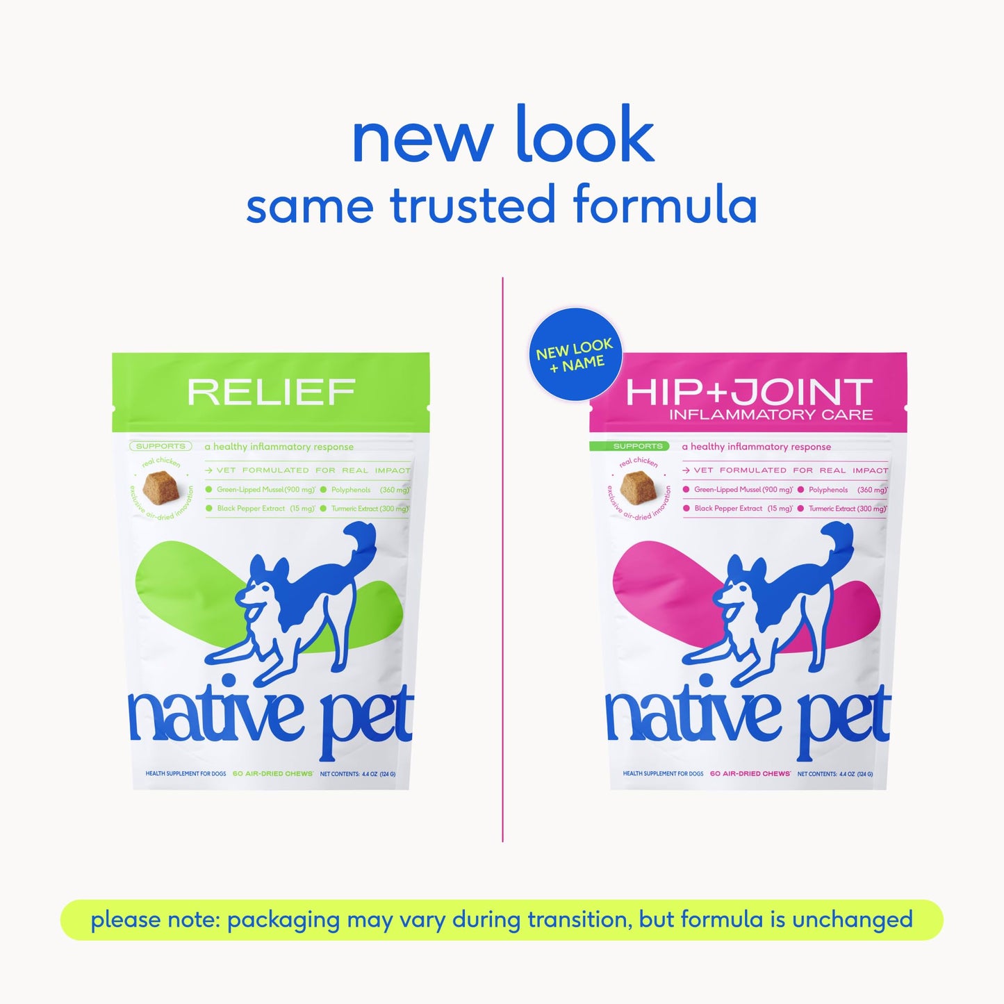 Native Pet Inflammatory Care - Pain Relief for Dogs - Green-Lipped Mussel, Turmeric & Collagen for Dogs - Hip and Joint Supplement Supports Healthy Inflammatory Response & Joint Comfort - 60 Chews Native PetBuy Supplements Australia