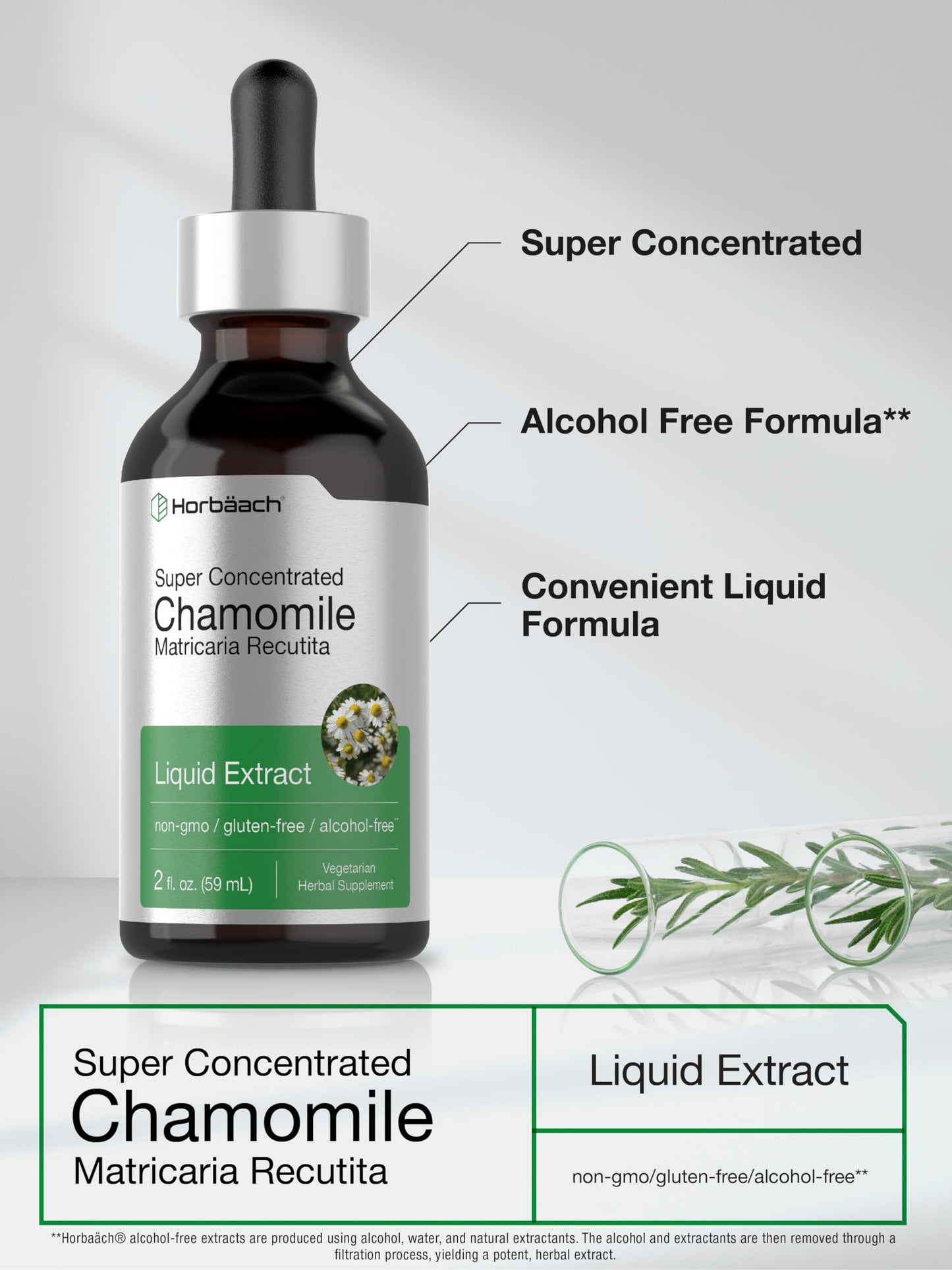 Chamomile Extract Liquid | 2 fl oz | Alcohol Free Supplement | Vegetarian, Non-GMO HorbäachBuy Supplements Australia