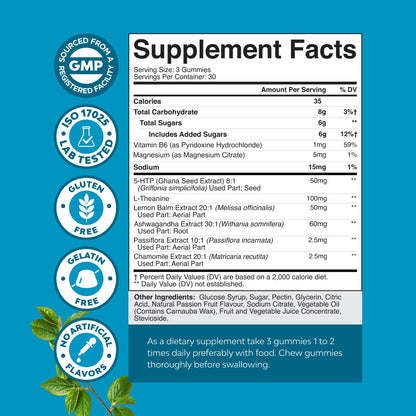 Pure Calm and Relaxing Magnesium Supplement - Magnesium for Stress Support & Rest Ease for Adults - High Absorption Mg Citrate Gummies with L Theanine & Ashwagandha for Muscle Cramps - 90 Count Natures CraftBuy Supplements Australia