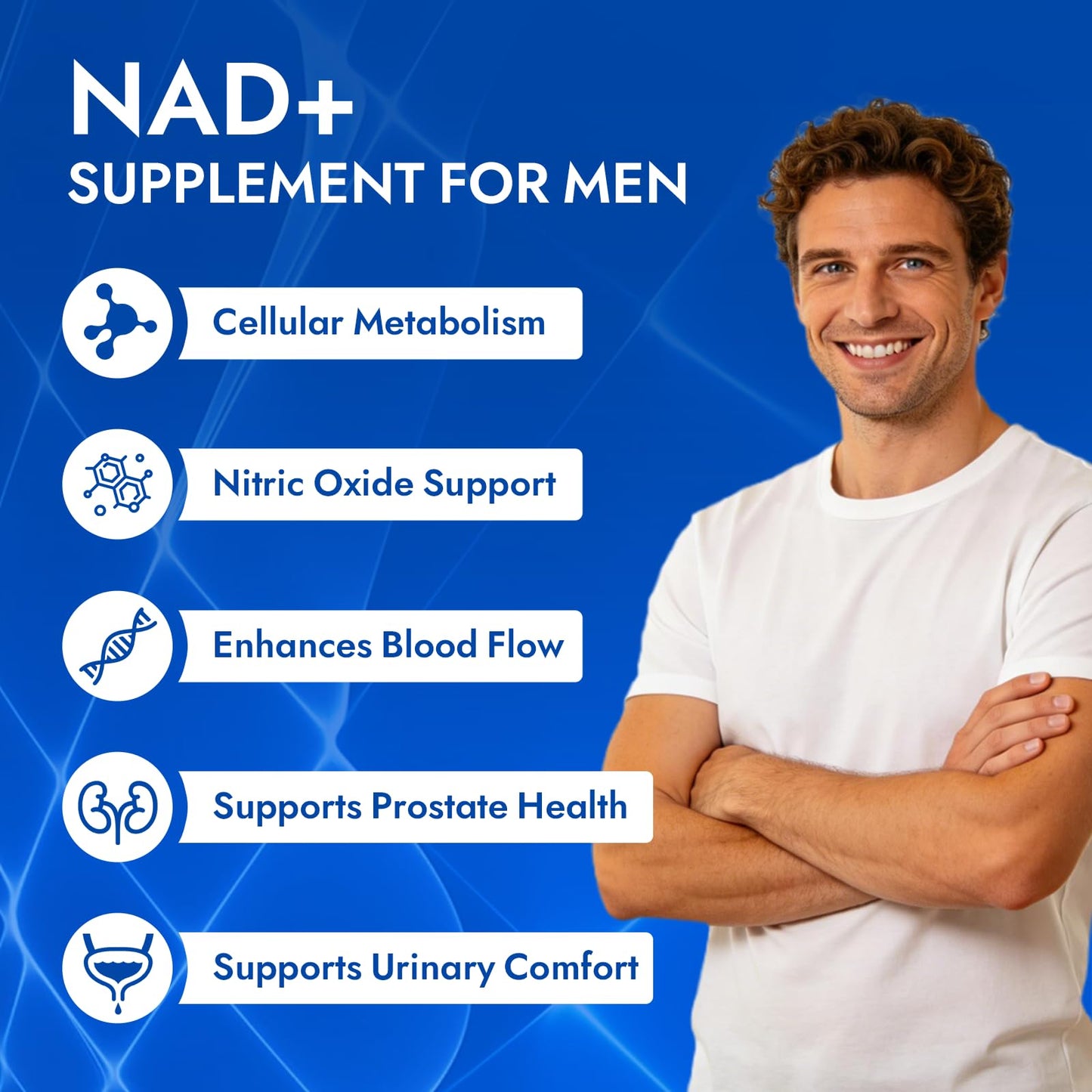 Aureph Vantique Men's NAD+ Supplement with Resveratrol, CoQ10, L-Citrulline & Lycopene - Nitric Oxide Support, Prostate Care, Anti-Aging, Stamina & Cellular Energy Boost 60 Capsules AurephBuy Supplements Australia