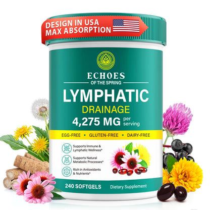 Lymphatic Drainage Supplements, 4275mg Lymph System Support Supplement for Women & Men, Daily Wellness Support, 21-in-1 Herbal Blend with Echinacea, Dandelion, Burdock, Turmeric & More, 240 Softgels Echoes of the springBuy Supplements Australia