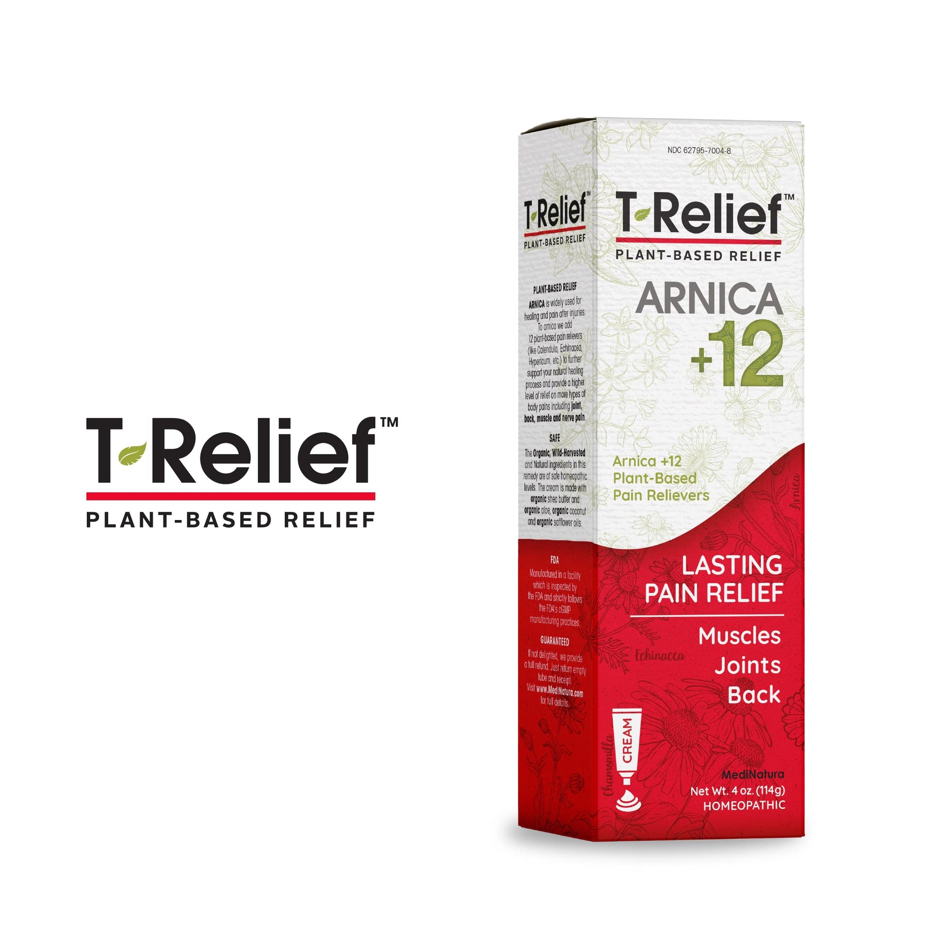 T-Relief Arnica +12 Cream Natural Relieving Actives for Back Pain Joint Soreness Muscle Aches & Stiffness, Whole Body Fast Acting Relief for Women & Men - 4 oz (4 Pack) MediNaturaBuy Supplements Australia