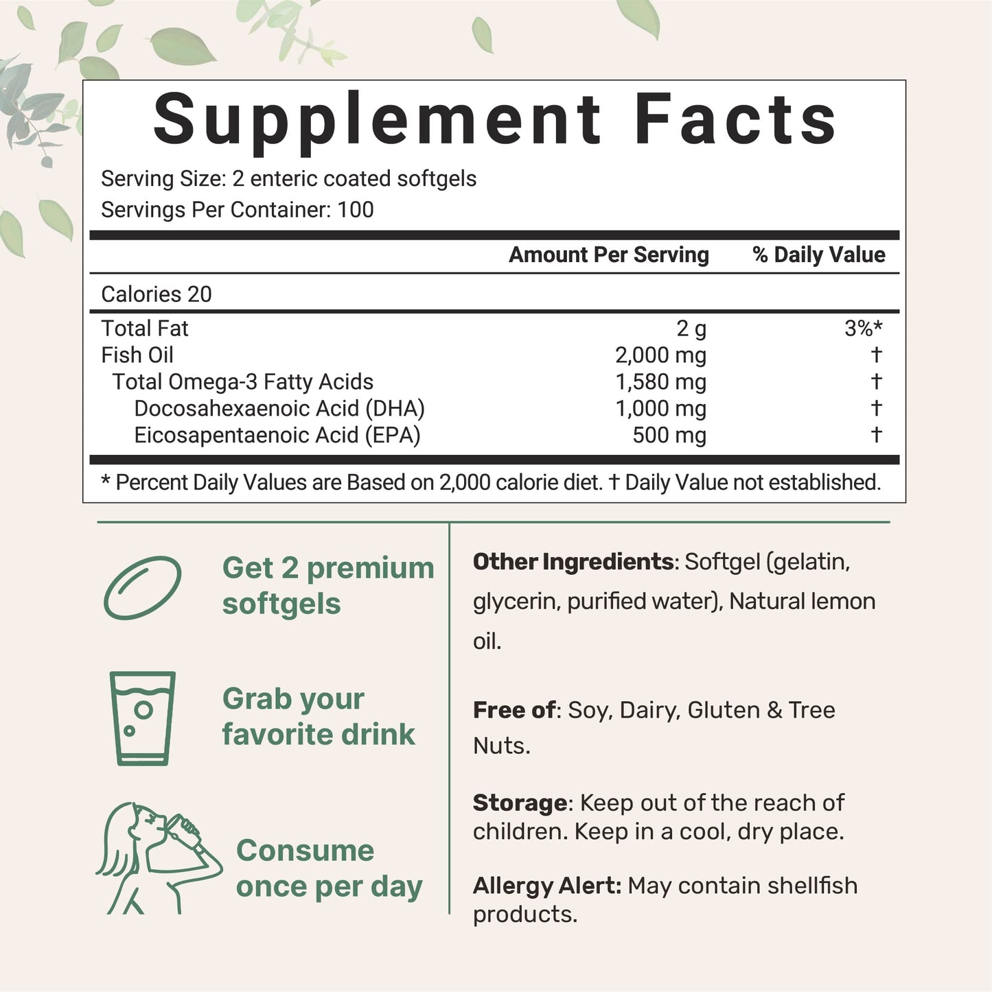 Omega 3 Fish Oil DHA Supplements 1000mg with EPA 500mg, 200 Softgels Micro IngredientsBuy Supplements Australia
