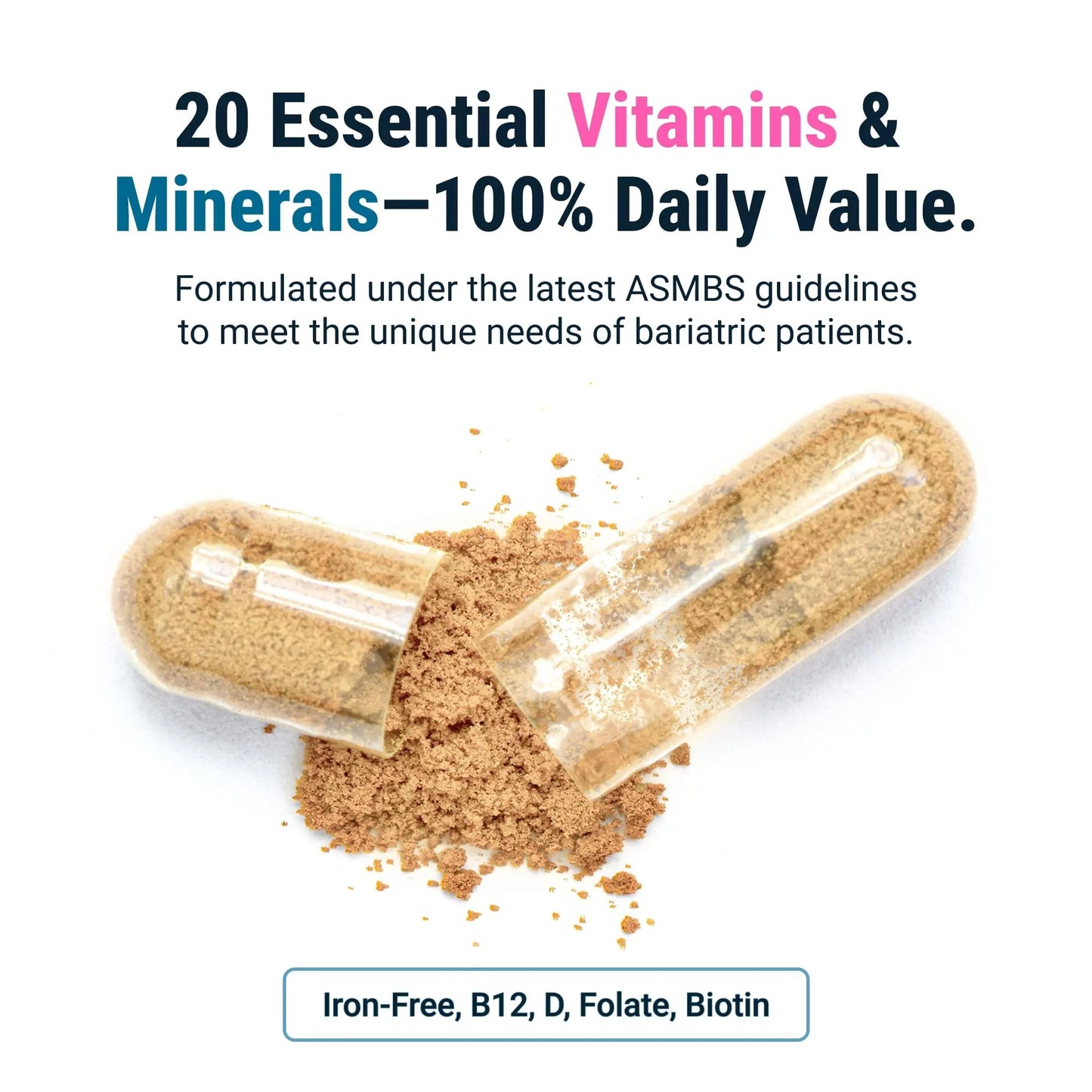BariatricPal Multivitamin ONE 1 per Day! Bariatric Multivitamin Capsule Iron Free | Easy to Swallow Capsule | BariatricPal