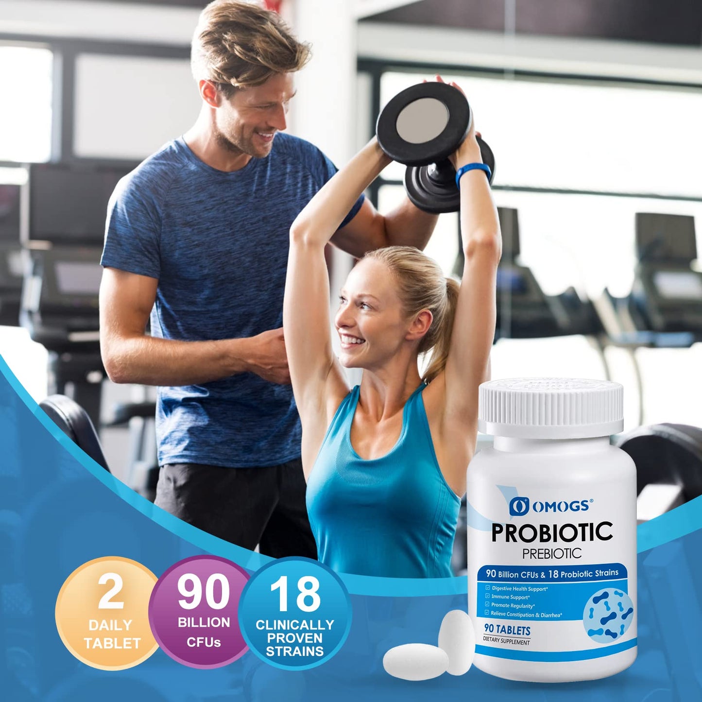 OMOGS Probiotics 90 Billion CFUs 18 Strains,with 3 Organic Prebiotic, Probiotics Supplement OMOGSBuy Supplements Australia