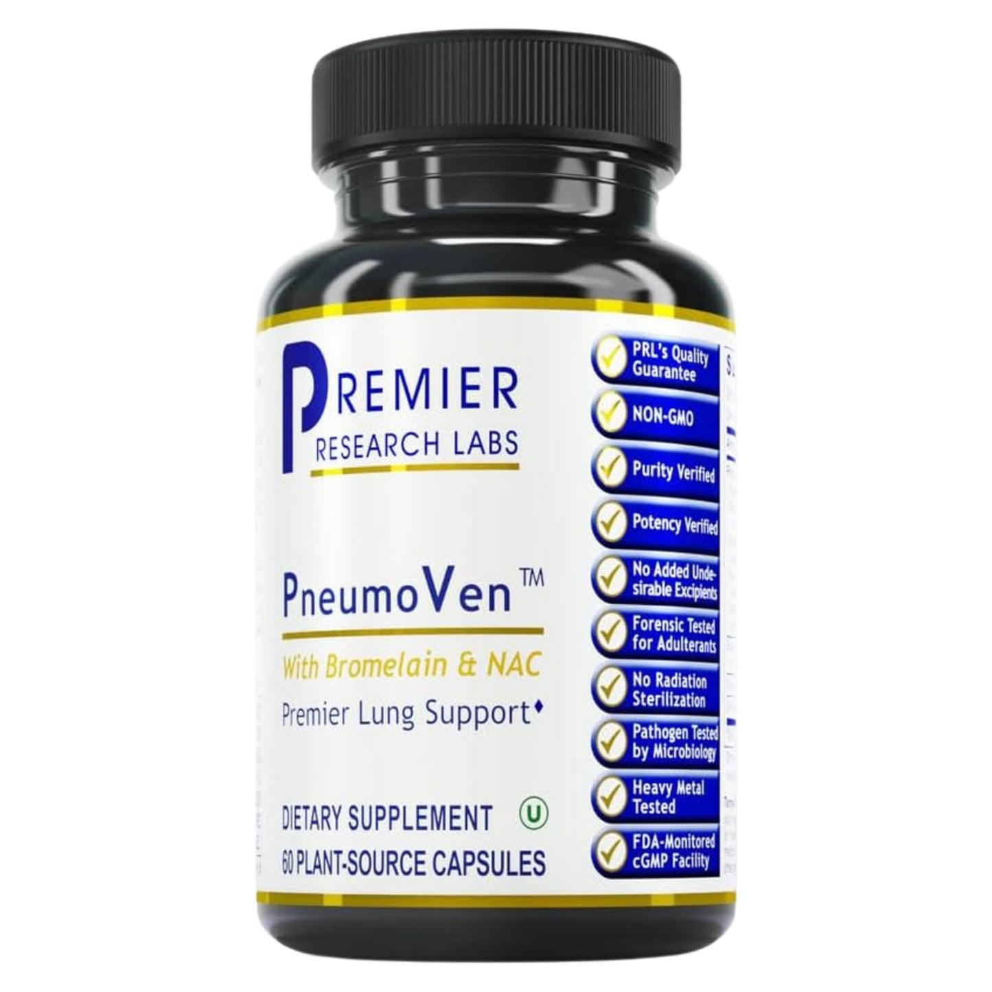 Premier Research Labs PneumoVen - Lung Support Supplement w/Bromelain & NAC, Lung Health Support Vitamins, Lung Cleanse - 60 Capsules Premier Research LabsBuy Supplements Australia