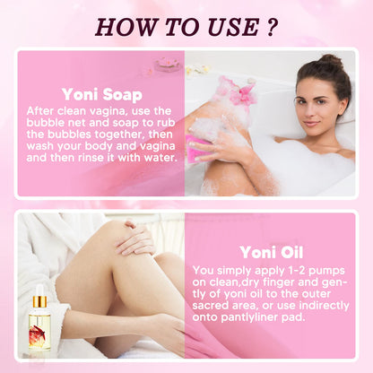 Feminine Wash & Yoni Oil & Yoni Soap Set for Women, Yoni Wash for Vaginal Ph Balance Remove Odor BASSIBuy Supplements Australia