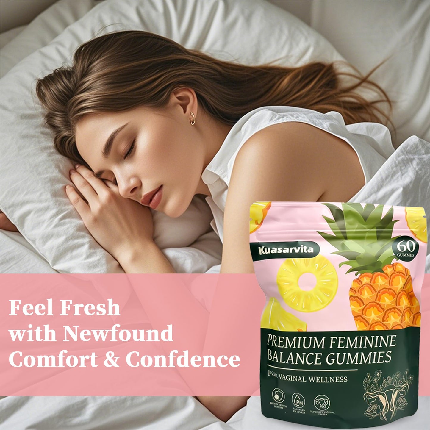 Kuasarvita Peeshlita Women’s Vaginal Probiotics Gummies – pH Balance Support + Feminine Wellness & Comfort, Pineapple Flavor, Natural Probiotic Blend – 60 Gummies KuasarvitaBuy Supplements Australia
