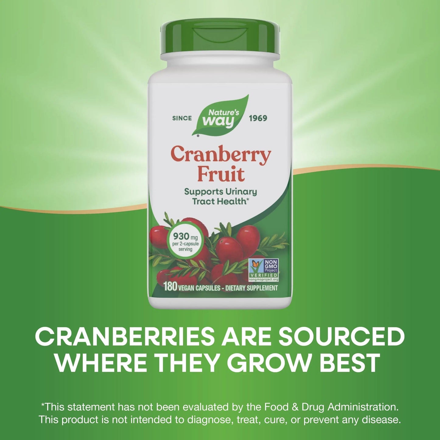 Nature's Way Cranberry Fruit, Cranberry Supplements, Supports Urinary Tract Health*, 930 mg per 2-Capsule Serving, 180 Capsules (Packaging May Vary) Nature's WayBuy Supplements Australia