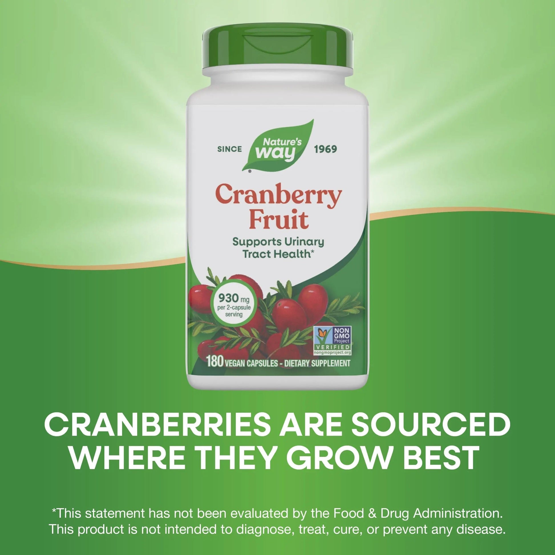 Nature's Way Cranberry Fruit, Cranberry Supplements, Supports Urinary Tract Health*, 930 mg per 2-Capsule Serving, 180 Capsules (Packaging May Vary) Nature's WayBuy Supplements Australia