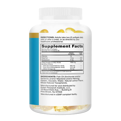 Qunol Fish Oil Omega 3 Mini Softgels, 1000mg Omega 3 EPA + DHA, Ultra Pure Supplements, Heart Health Support, Lemon Flavor