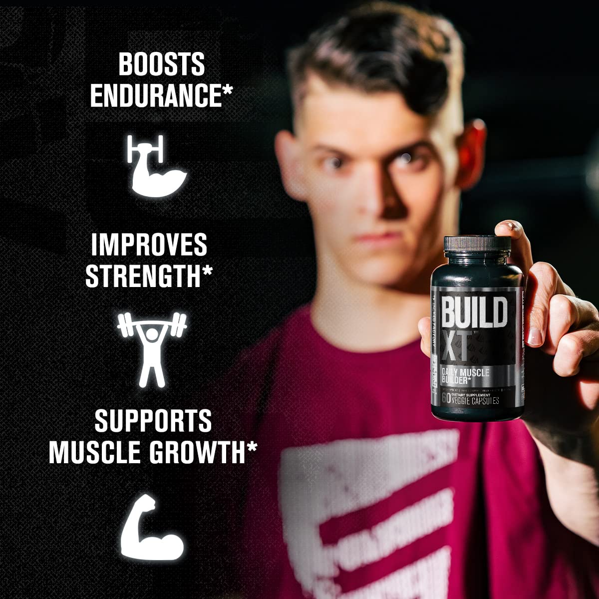Jacked Factory N.O. XT Nitric Oxide Supplement, Growth Surge Post Workout Muscle Builder, Build XT Muscle Builder