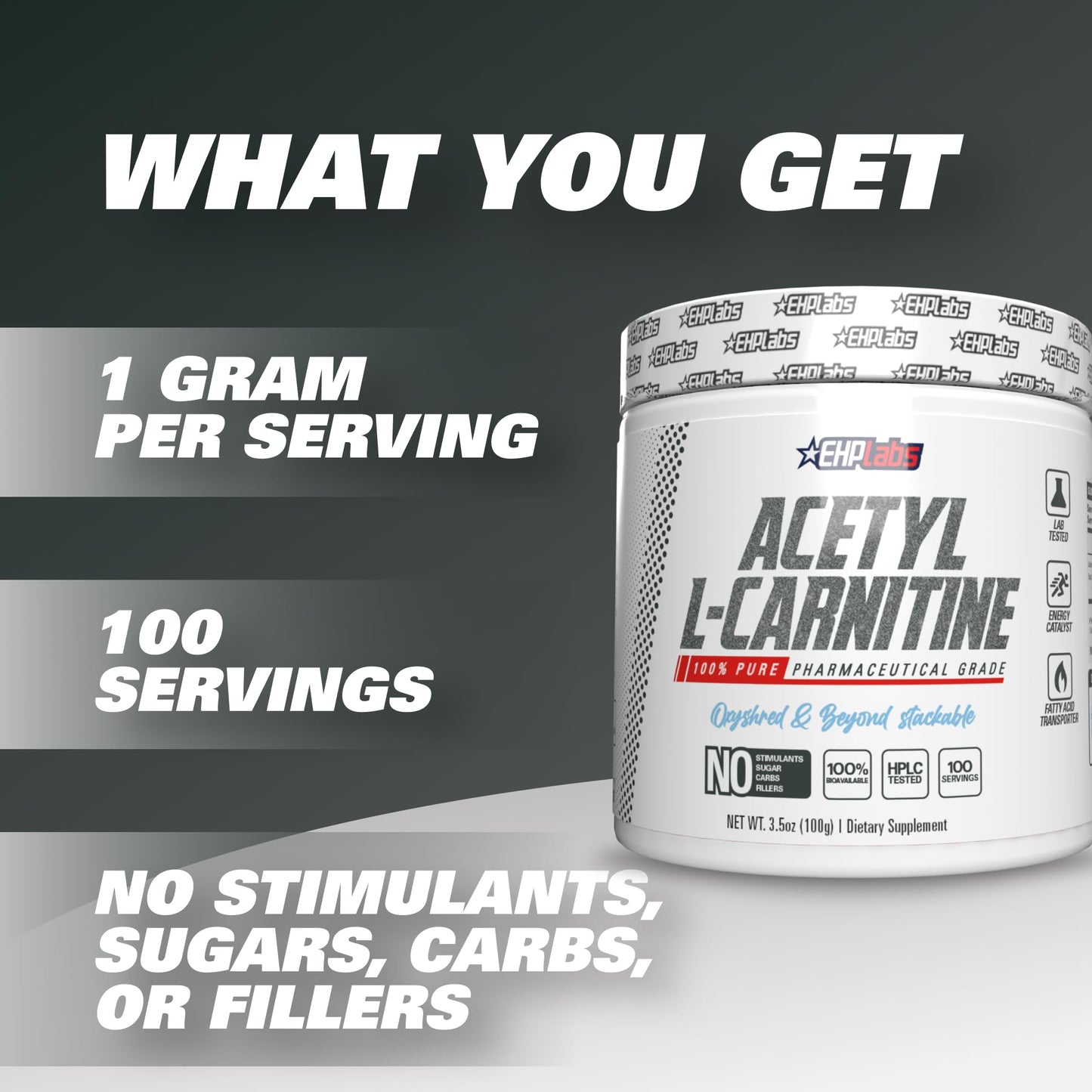 EHP Labs Acetyl L Carnitine Powder, Supports Natural Energy Production, Supports Metabolism EHP LabsBuy Supplements Australia