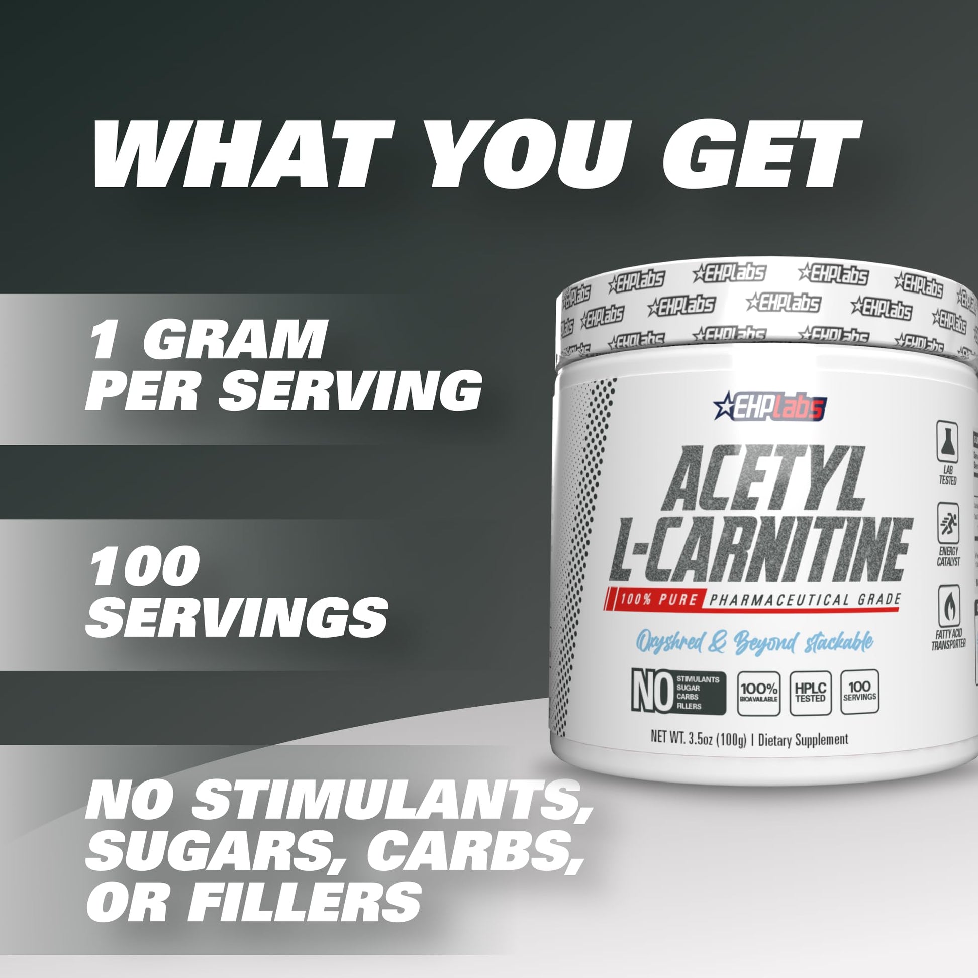 EHP Labs Acetyl L Carnitine Powder, Supports Natural Energy Production, Supports Metabolism EHP LabsBuy Supplements Australia