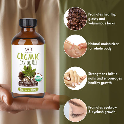 VITAL AFFAIR Castor Oil Organic Cold Pressed Unrefined Glass Bottle- USDA Certified Organic Castor Oil VITAL AFFAIRBuy Supplements Australia