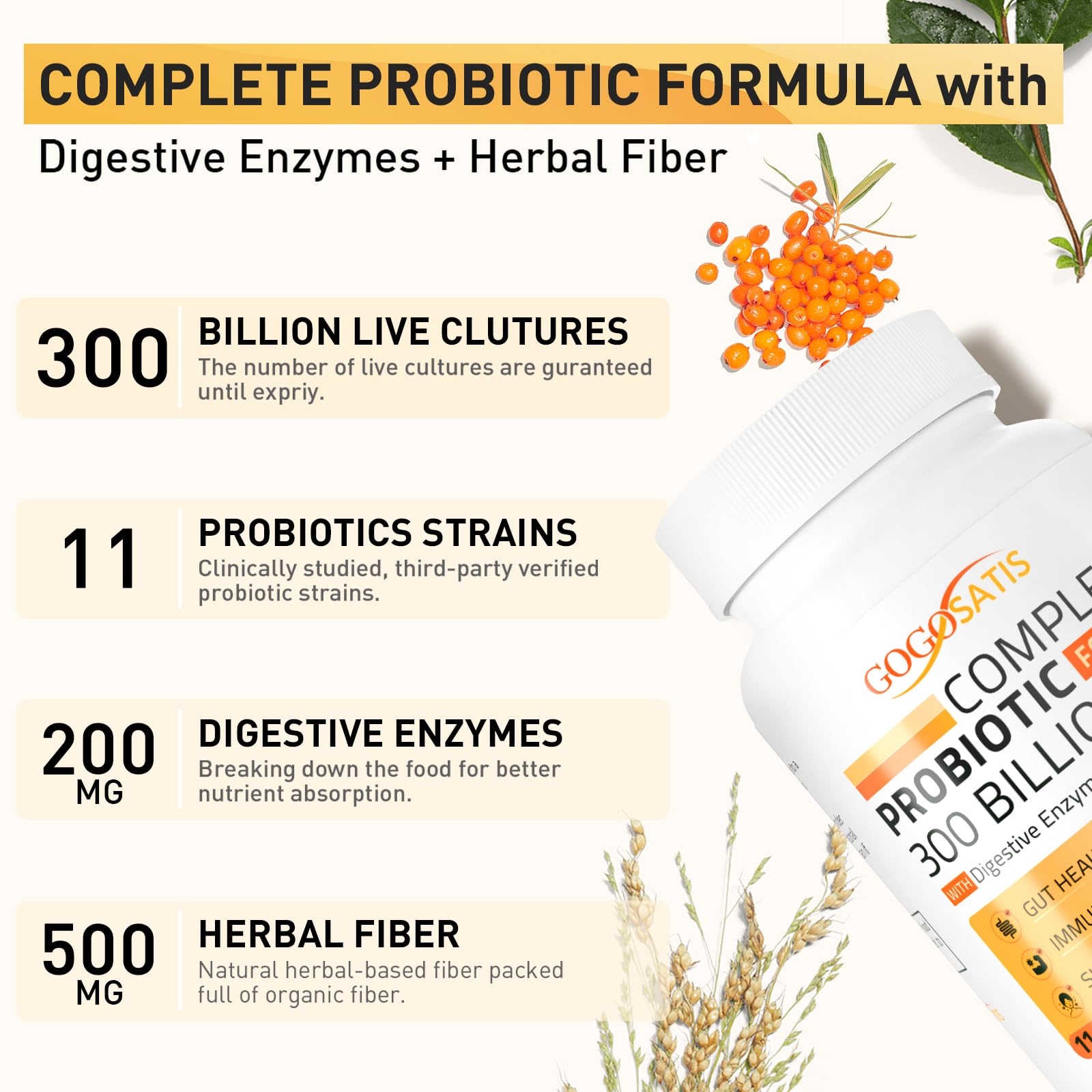 Probiotics for Women & Men, 300 Billion CFU 11 Strains, Probiotic with Organic Herbal GOGOSATISBuy Supplements Australia