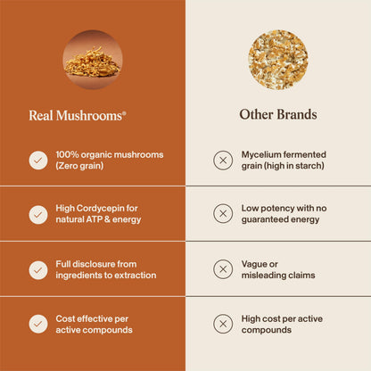 Real Mushrooms Supplement Capsules - Cordyceps Mushroom Powder Rich in Beta Glucans - Mushroom Pills Cordyceps for Energy and Performance - Vegan, Non-GMO, No Grain Fillers, 120 ct Real MushroomsBuy Supplements Australia