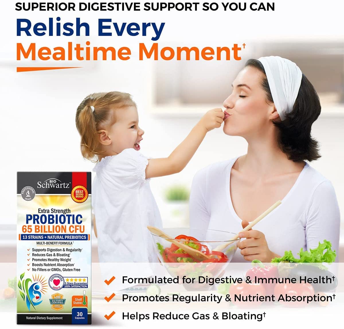 Probiotic 65 Billion - Probiotics with Prebiotic for Women & Men - Lactobacillus BioSchwartzBuy Supplements Australia
