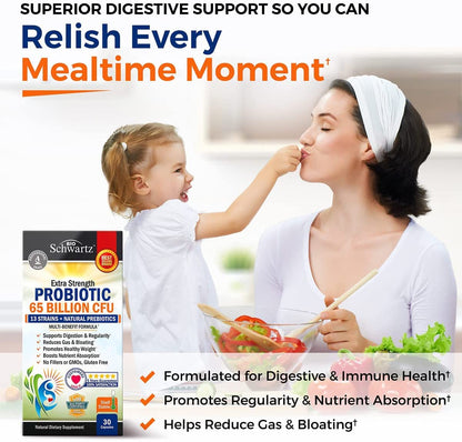 Probiotic 65 Billion - Probiotics with Prebiotic for Women & Men - Lactobacillus BioSchwartzBuy Supplements Australia
