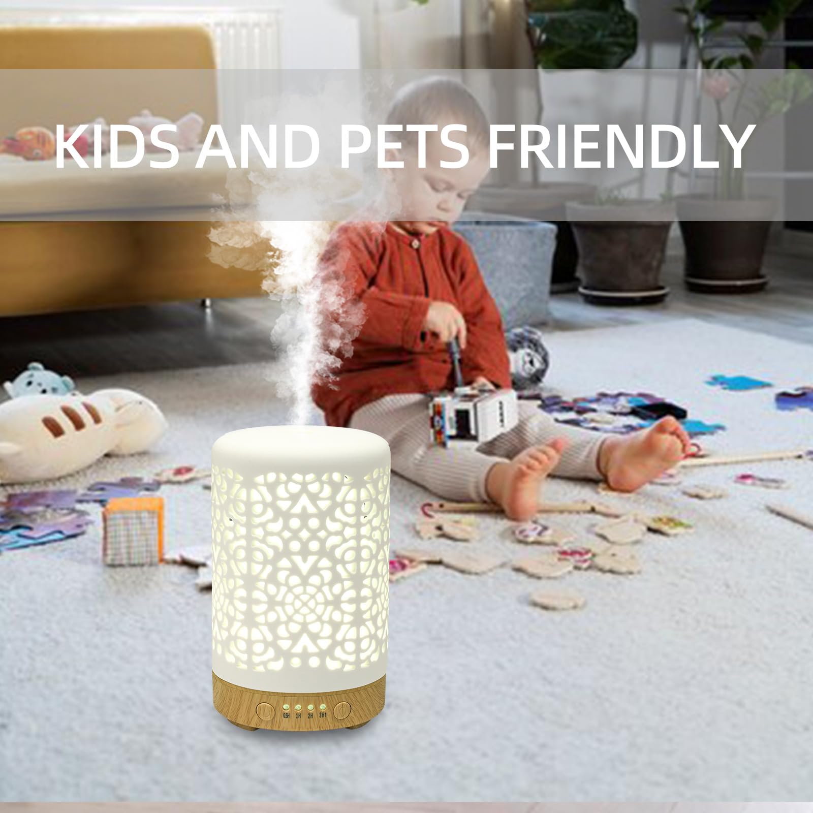 Essential Oil Diffusers, 100ml White Ceramic Diffuser with 7 LED Lights,Ultrasonic Aromatherapy homnasBuy Supplements Australia