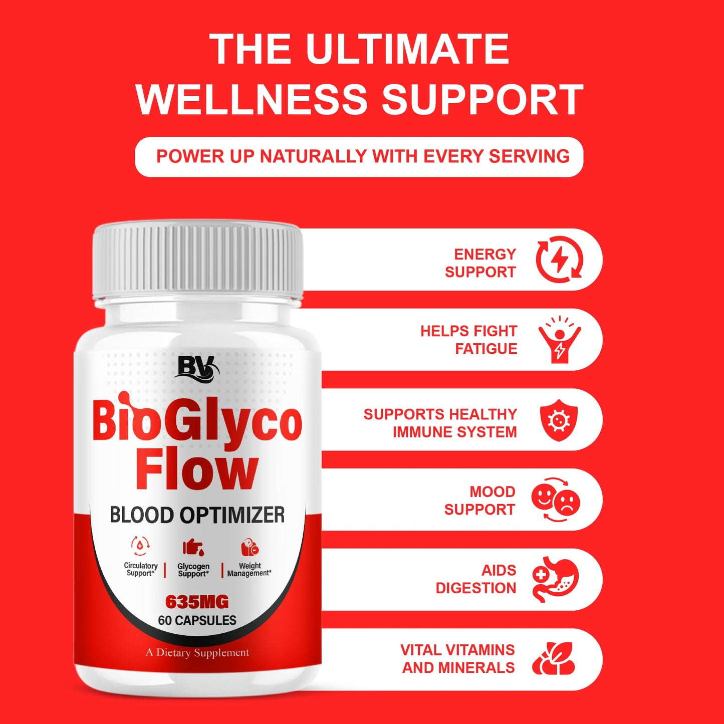 BioGlyco Flow Advanced Daily Multivitamin Health Support and All Natural Wellness Supplement Formula, BioGlyco Flow Premium Health and Wellness Support Formula Supplement (1 Pack - 60 Capsules) BLUE VIBEBuy Supplements Australia