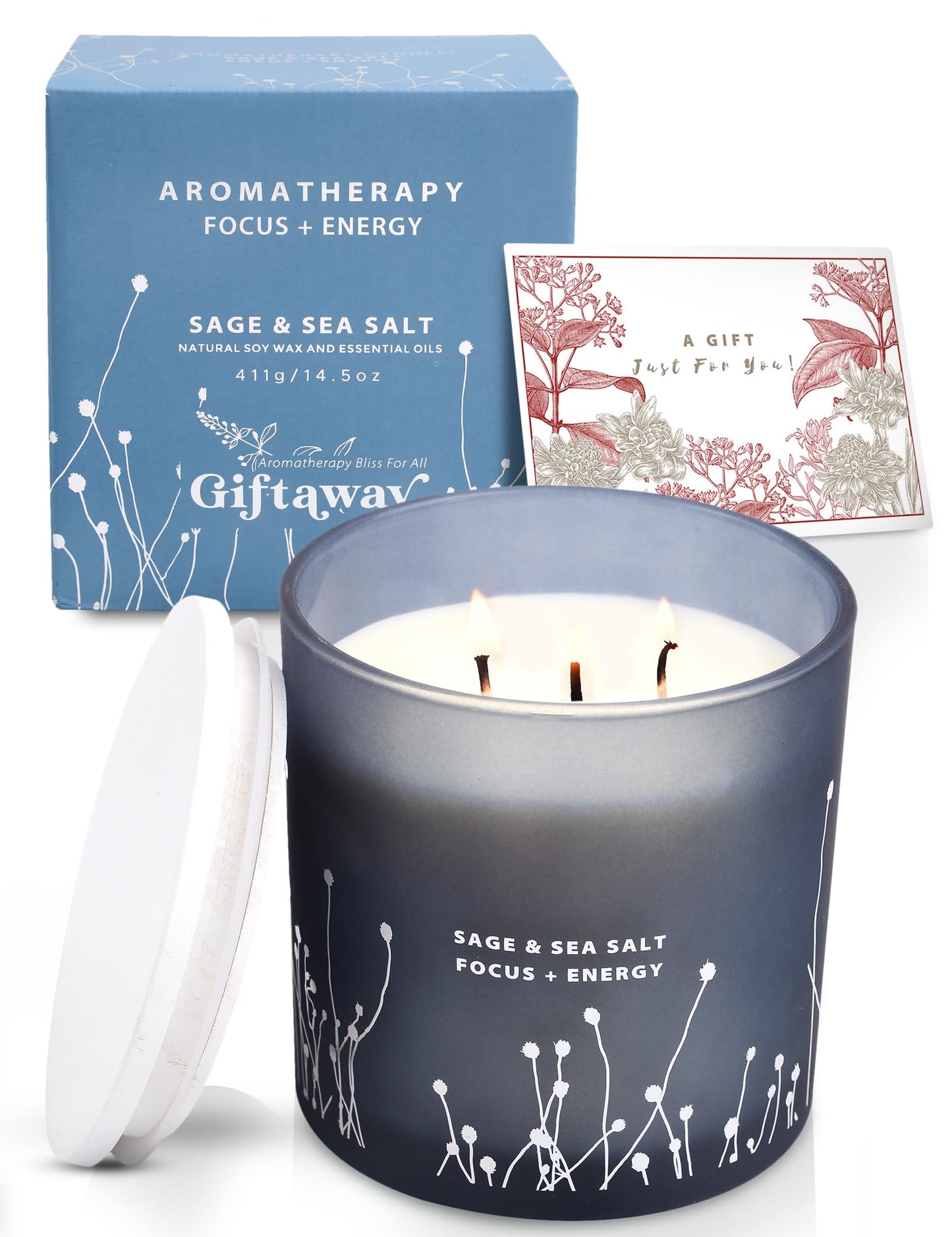 White Sage Sea Salt 3 Wick Candle 14.5 oz | Sage Candles for Cleansing House | Large Soy Candles GIFTAWAYBuy Supplements Australia