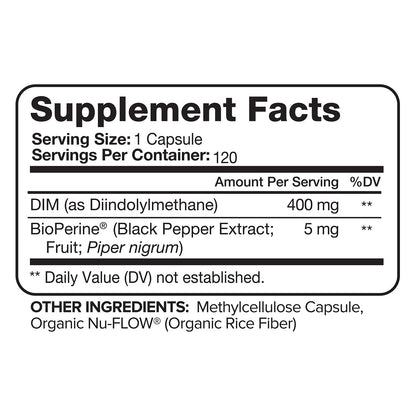 Nutrivein DIM Supplement 400mg Diindolylmethane Plus Bioperine - Maintain Hormone NutriveinBuy Supplements Australia