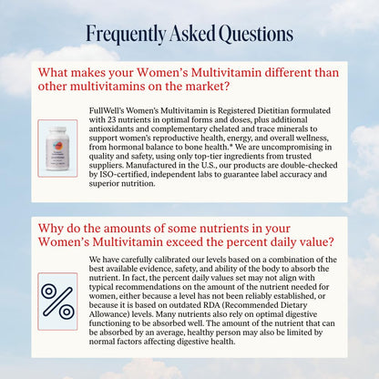 FullWell Women's Multivitamin - Daily Multivitamin for Reproductive Health - Supports Future Fertility, Hormone Balance & Overall Wellness - Antioxidant Blend - CoQ10 & PQQ - 90 Count (30 Servings) FullWellBuy Supplements Australia
