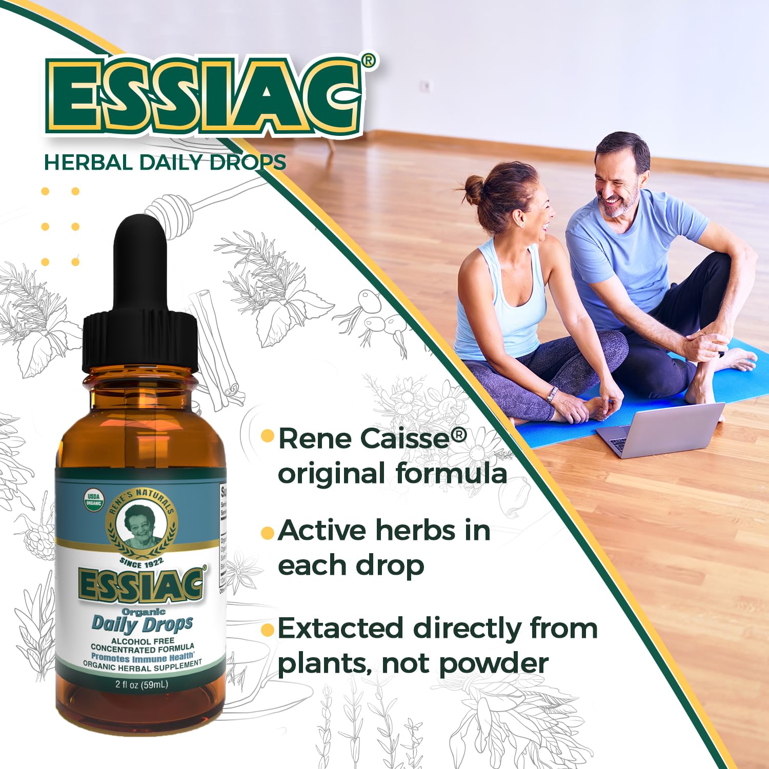 Essiac Original Tea USDA Organic Daily Drops for Enhanced Lymphatic Drainage and Immune Support | Alcohol Free Concentrated Formula | 2oz (59ml) EssiacBuy Supplements Australia