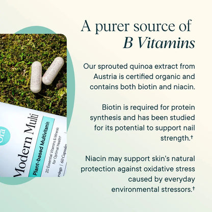 Ora Organic Plant Based Multivitamin for Women and Men, Bluelight Protection - Brain, Eye, Energy, Immune, Skin, Hair, Heart Ora Organic