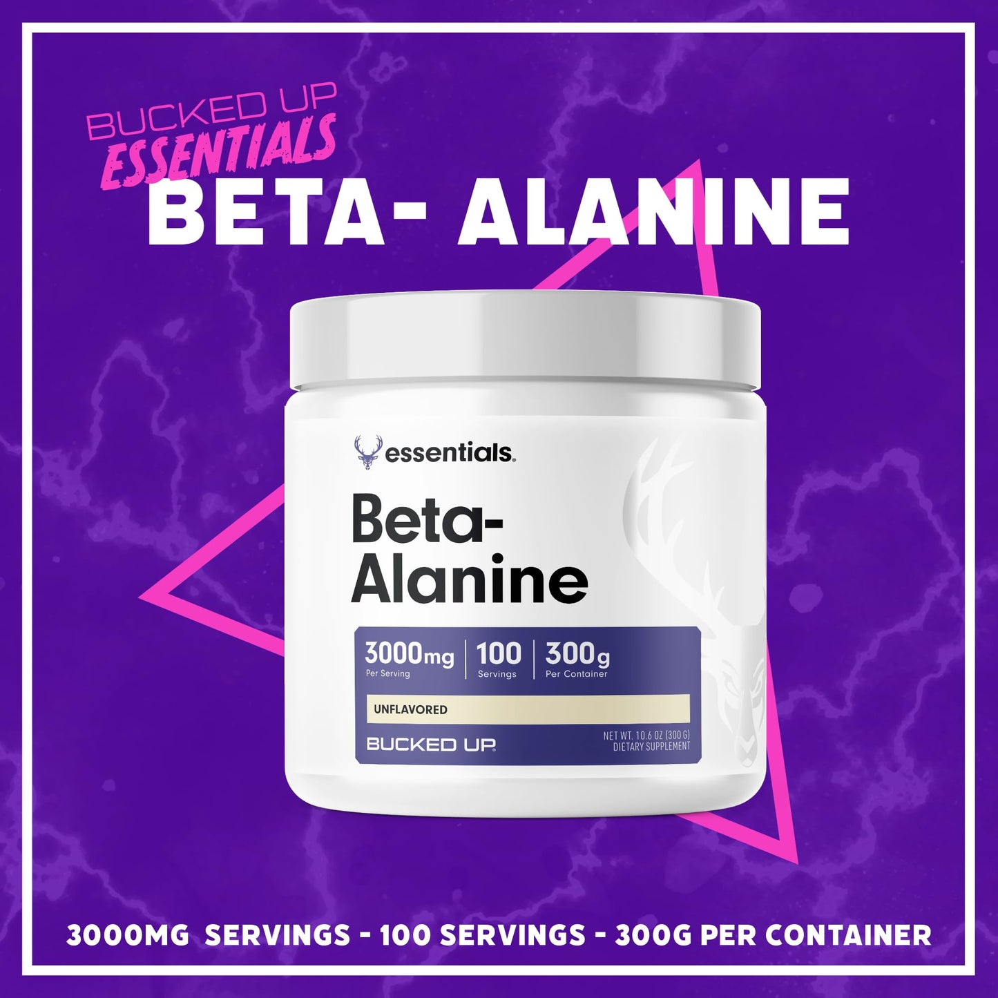 Bucked Up Beta Alanine 300mg Powder, Non-GMO, Gluten-Free, Unflavored (100 Servings) Bucked UpBuy Supplements Australia