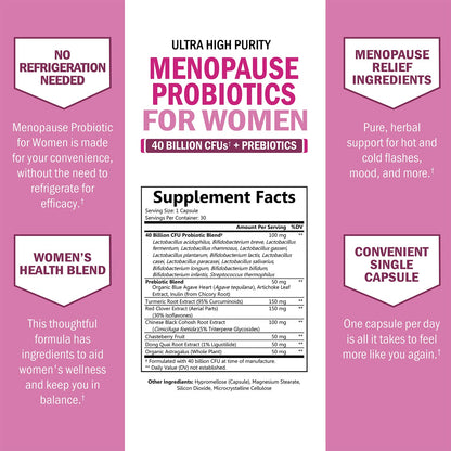 Menopause Support Probiotics for Women - Hot Flashes Night Sweats Mood Swings BioSchwartzBuy Supplements Australia