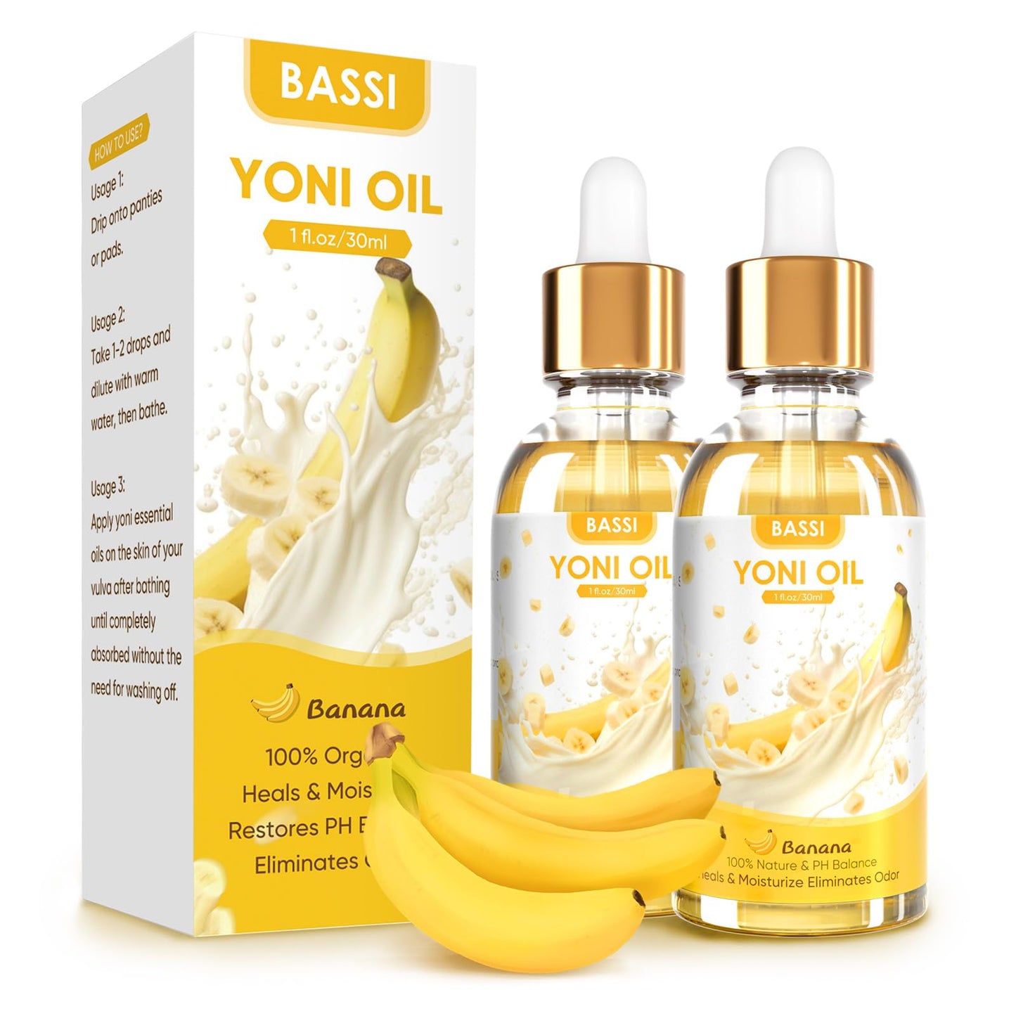 2PCS Yoni Oil Organic Feminine Oil Vaginal Moisturizer - Ph Balance for Women - Feminine Deodorant