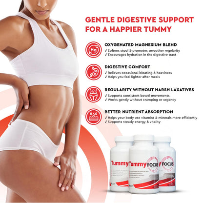 JJ Smith Tummy Focus – Digestive Cleanse Supplement with Ozonated Oxygenated Magnesium – Supports Digestion, Regularity, Bloating, Gut Balance, Nutrient Absorption, Energy & a Flatter Belly Health FocusedBuy Supplements Australia