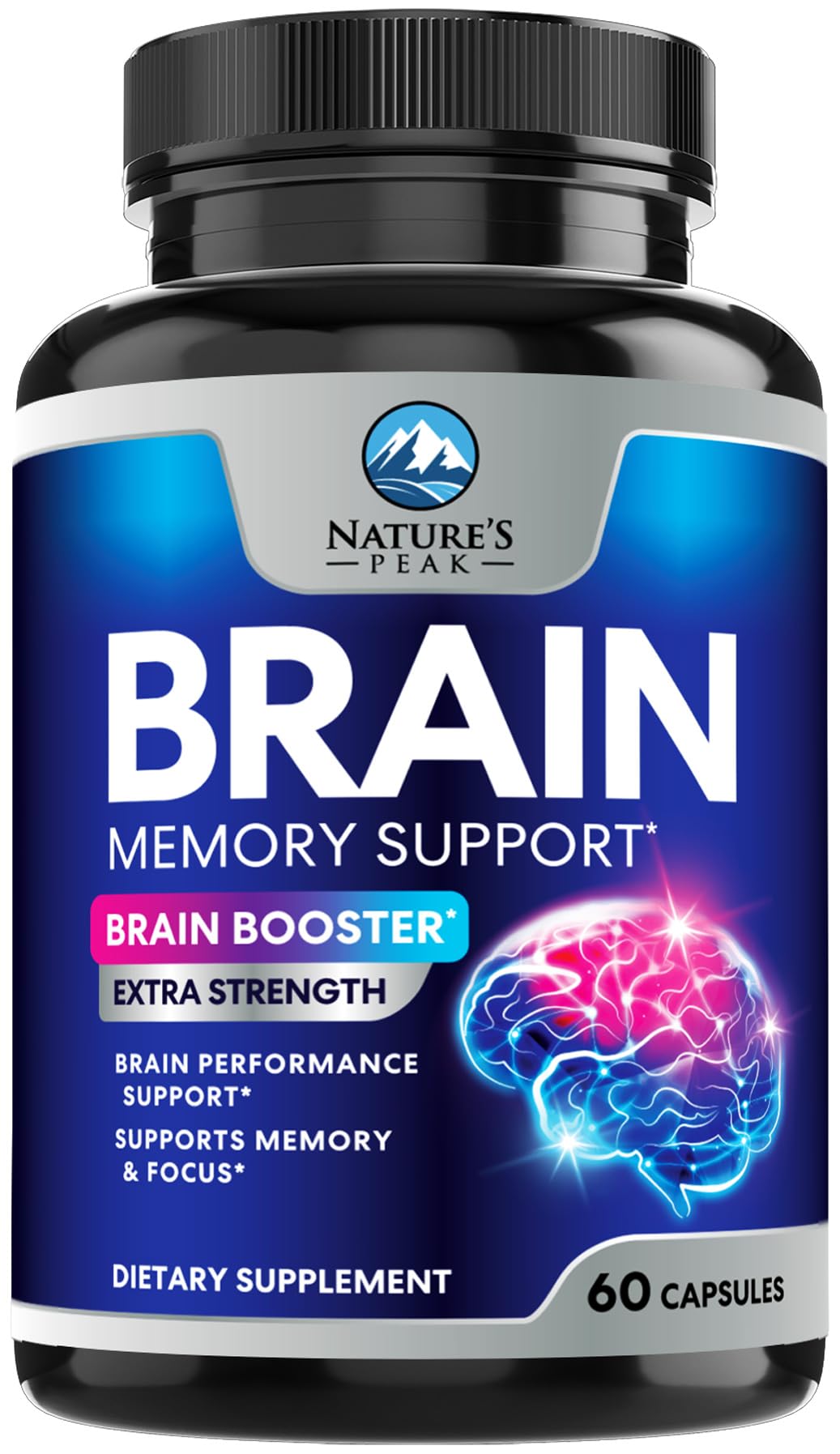Brain Memory Supplement - 3X Strength Nootropics for Concentration, Clarity & Focus Support - Brain Health Cognitive Vitamins with Bacopa, Phosphatidylserine & DMAE, Brain Booster Pills, 60 Capsules Nature's PeakBuy Supplements Australia