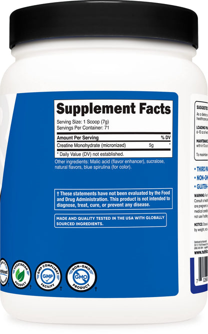 Nutricost Creatine Monohydrate Powder (Blue Raspberry), 500 Grams (1.1 LBS) NutricostBuy Supplements Australia