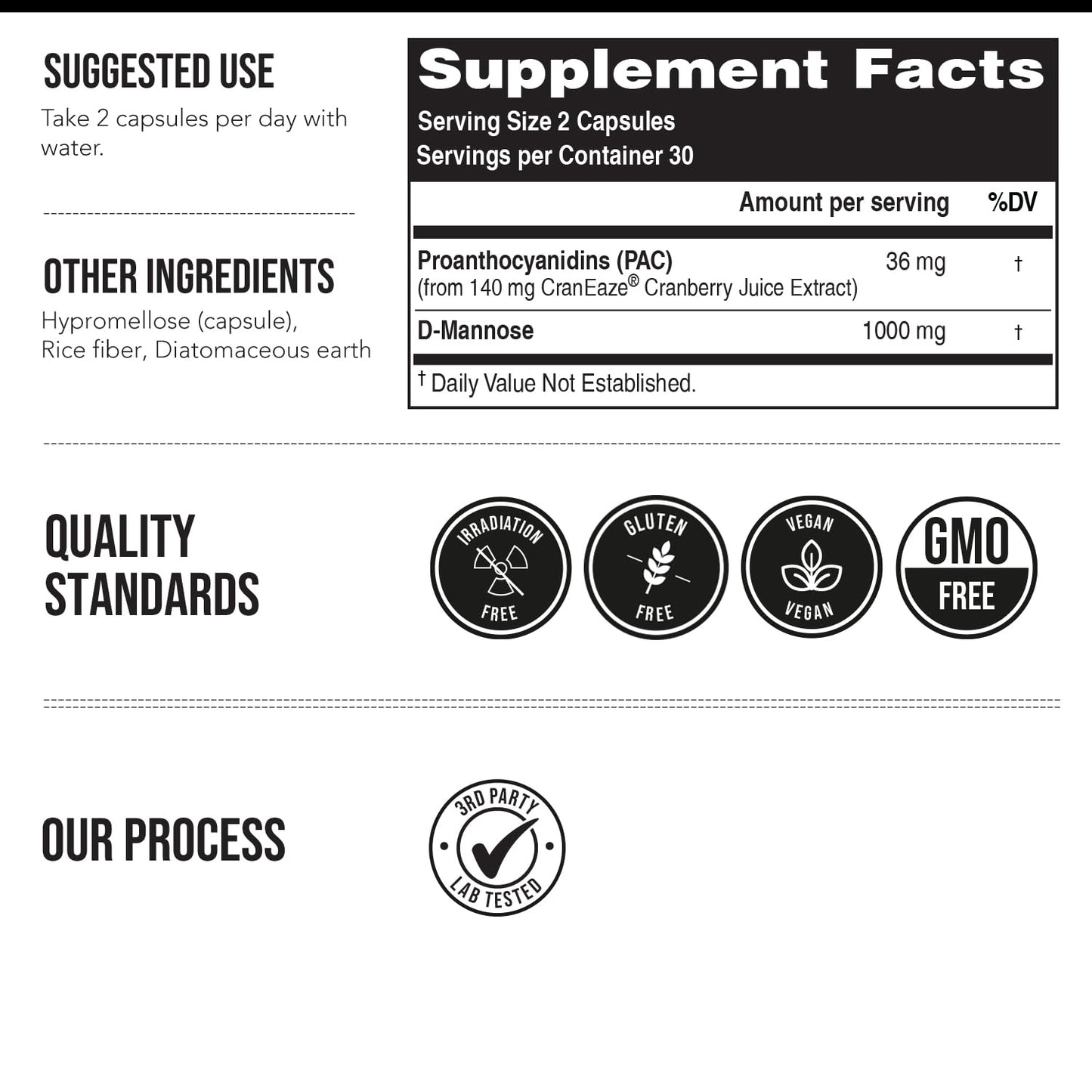 CranEaze®: Cranberry Juice Extract Plus D-Mannose – 36 mg PAC, 100% Soluble PAC - Supports Urinary Tract Health – Most Effective Cranberry Pills for Women,