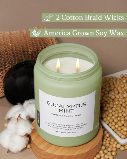 M&SENSE Eucalyptus Mint Candles for Home Scented, 19.4oz 110 Hours Burn Soy Aromatherapy M&SENSEBuy Supplements Australia