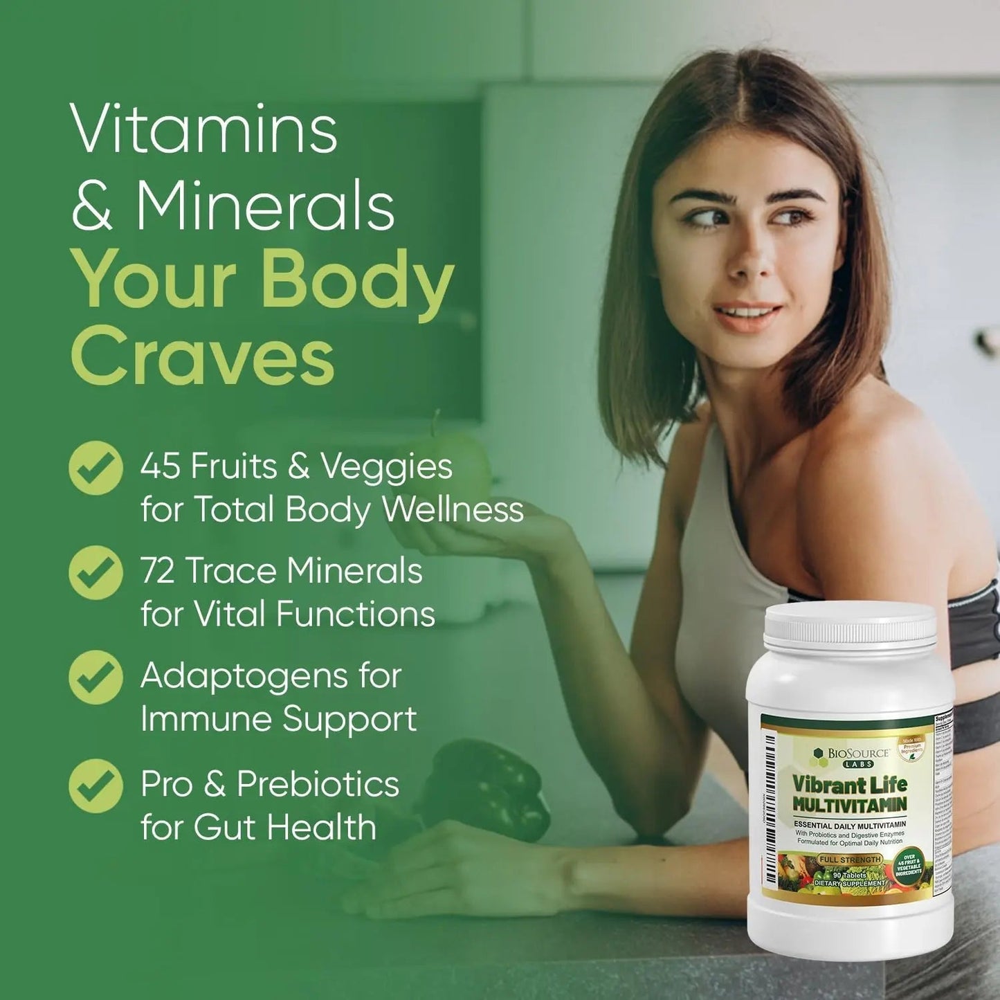 BioSource Labs Vibrant Life Multivitamin with Probiotics, Digestive Enzymes & B-Complex – Over 45 Fruits and Veggies BioSource LabsBuy Supplements Australia