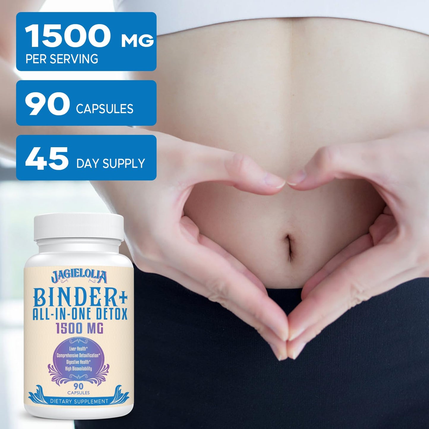 All-In-One Detox Binder Supplement 1500 MG - High Bioavailability, Liver Gut Detox Cleanse JagieloliaBuy Supplements Australia