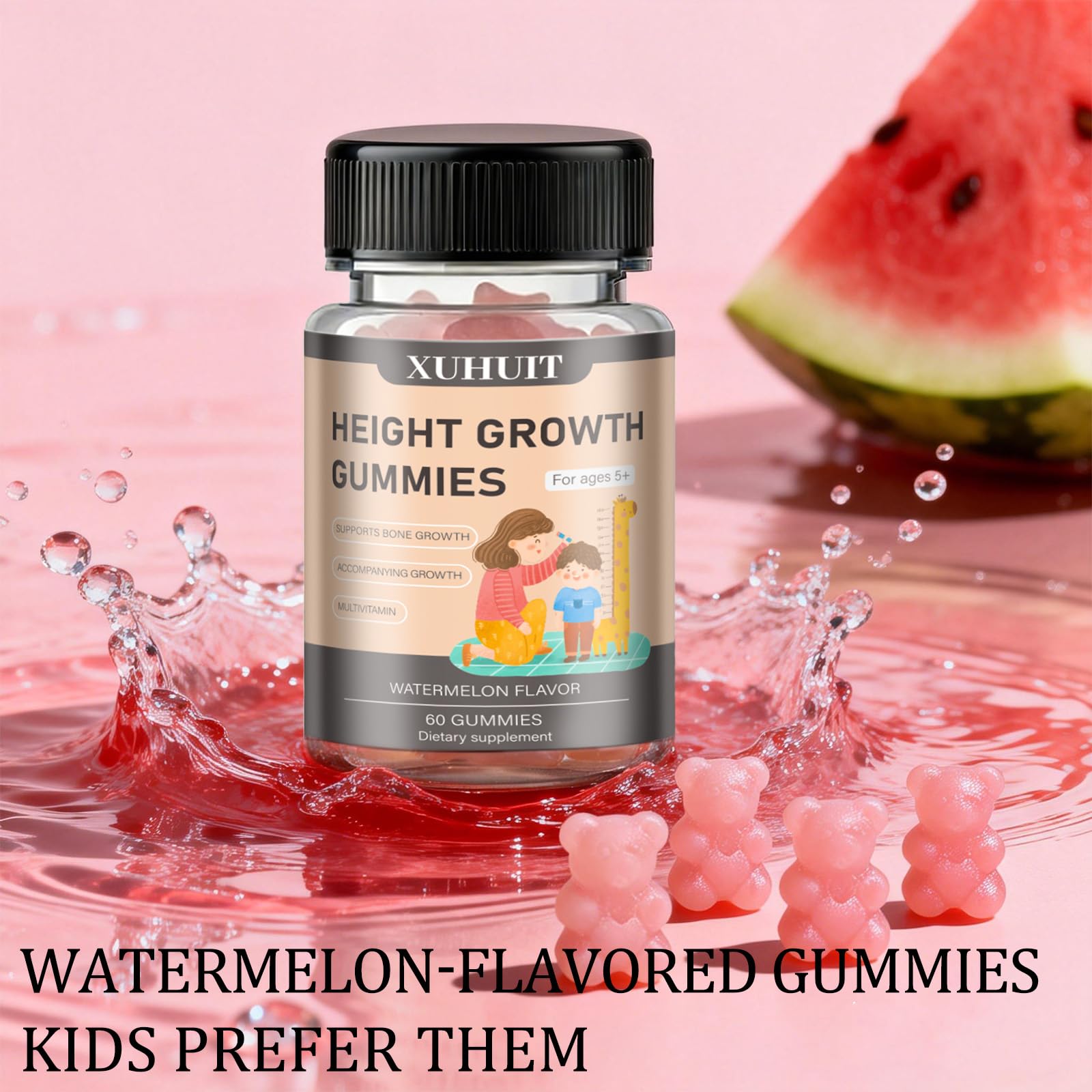 ZYGCDZ Growth Gummies for Kids & Teens - Natural Height Support with Vitamin D3, K2, Calcium & Ashwagandha - Bone Strength Supplement for Picky Eaters Ages 5+ (Watermelon Flavor) (1) ZYGCDZBuy Supplements Australia