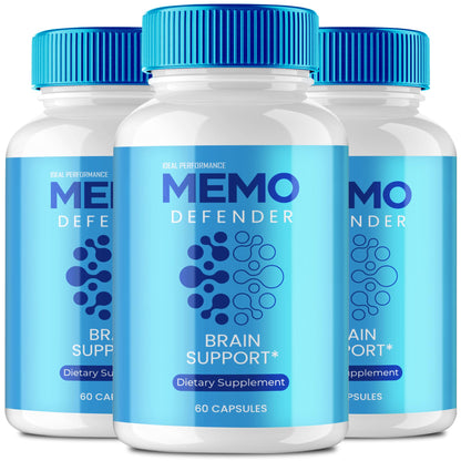 Memo Defender Brain and Memory Support Capsules, Memo Defender for Memory Supplement Pills, Advanced Formula Nootropic Pills for Brain Health Support, MemoDefender Health Blend Reviews (3 Pack) IDEAL PERFORMANCEBuy Supplements Australia