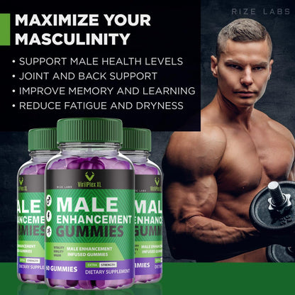 rize labs VirilPlex XL Male Performance Gummies, Premium Formula for Health and Well-Being for Men, Gummys to Deliver Maximum Performance Benefits - Pack of 3(180 Gummies) rize labsBuy Supplements Australia