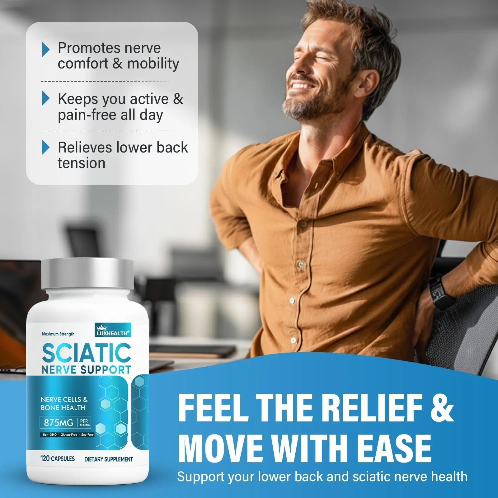 Sciatic Nerve Support Supplement, 120 Capsules Nerve Savior for Neuropathy, Premium Formula with Natural Botanical & Vitamin Complex VivaherbalBuy Supplements Australia